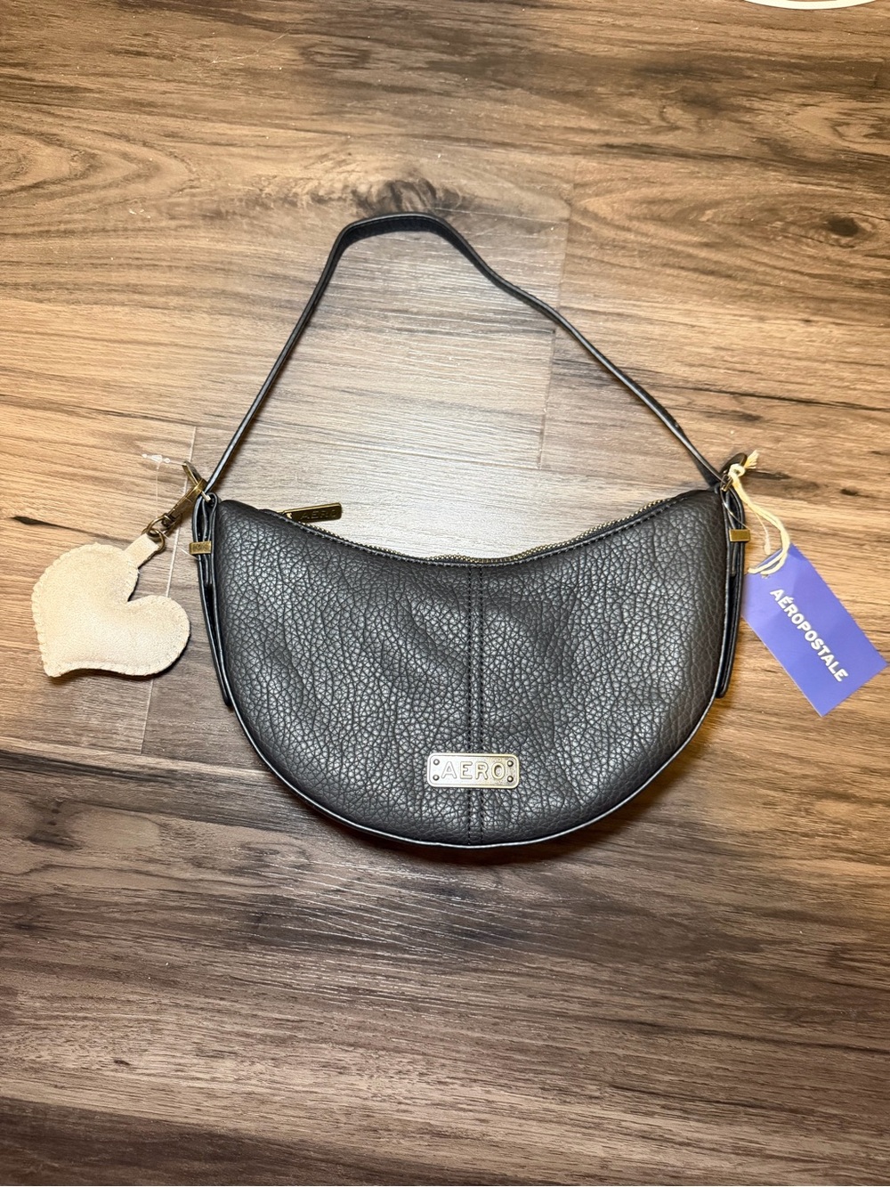Aeropostale Black Crescent Shoulder Bag